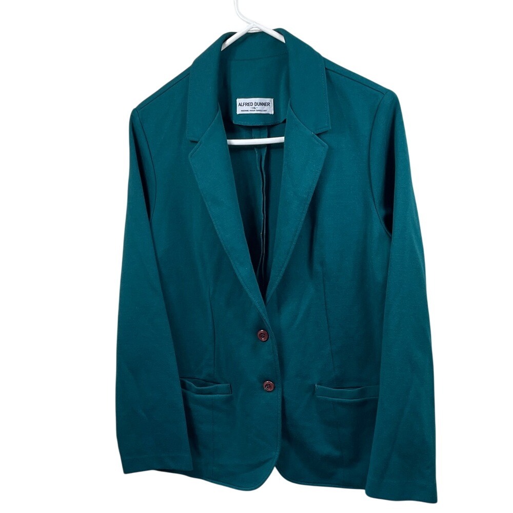 Alfred Dunner Blazer Jacket Green Casual Career Office Business‎ Women's
